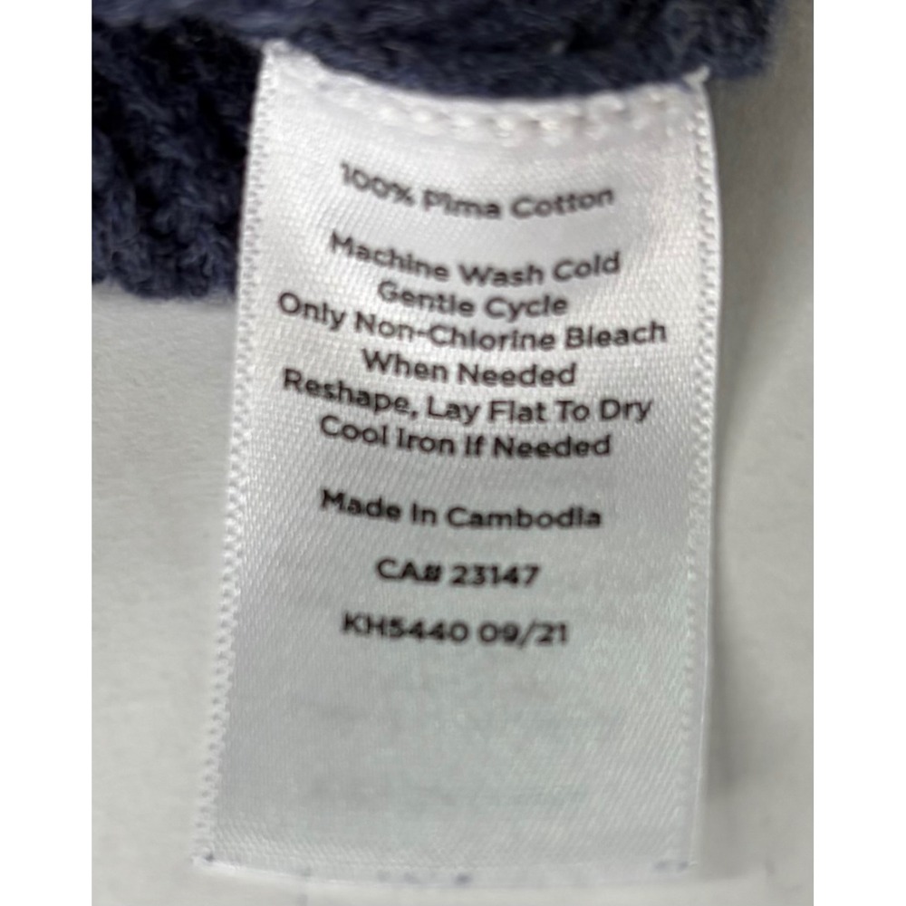 Talbots Petite LP Pima Cotton Cardigan Sweater Navy Blue Light Blue Button Front - Picture 4 of 10